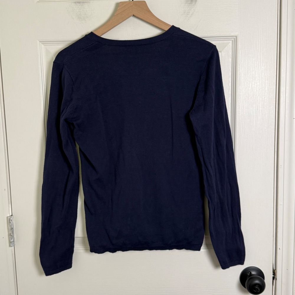 Lauren Ralph Lauren Sweater Womens Medium Blue Gold Buttons Preppy Academia - Picture 5 of 14